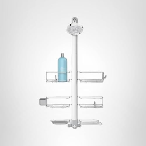 simplehuman Adjustable and Extendable Shower Caddy XL, Stainless Steel and Anodized Aluminum