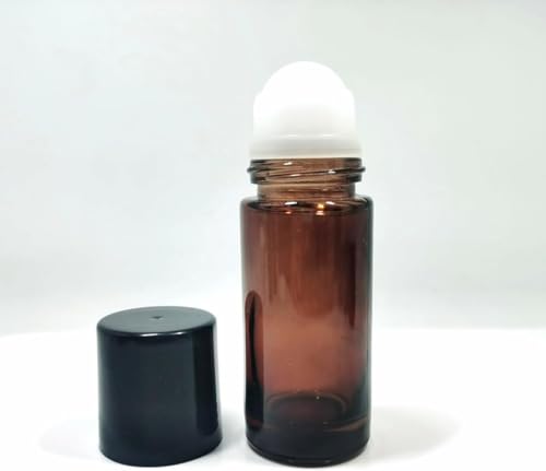 Brown Glass Essential Oil Roller Bottles 30ml Refillable Roll On 2Pcs