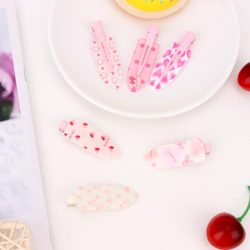 CURASA Valentine's Day No Crease Hair Clips 6PCS Heart Hair Barrettes