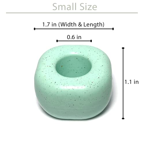 ABAZANA Green Matte Ceramic Mini Toothbrush Holder - Pack of 2, Compact & Quick Drying