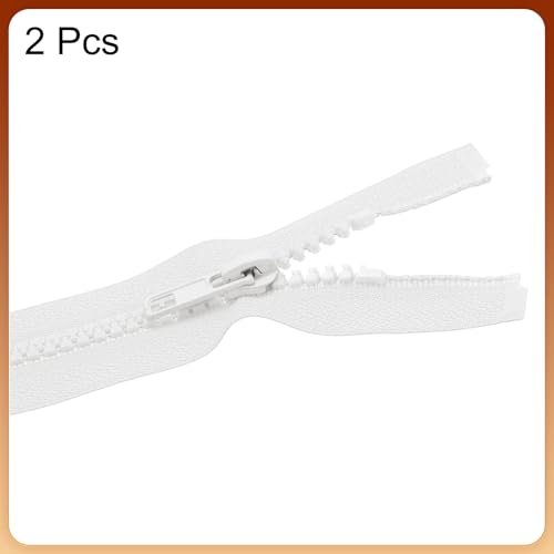 HARFINGTON #5 Resin Zippers 22 Inch White Jacket Replacement 2pcs