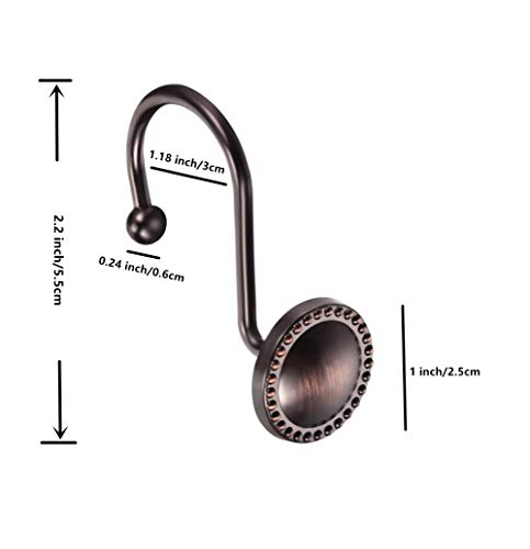 Heavy Duty Zinc Alloy Shower Curtain Hooks - Oil Rubbed Bronze, Set of 12