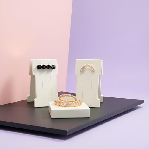 50 White Hair Clip Display Cards - 4.52 x 3 Inches with Cat Design