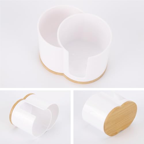 Tbestmax 2-Grid Cotton Swab and Round Pad Holder - White Bathroom Organizer