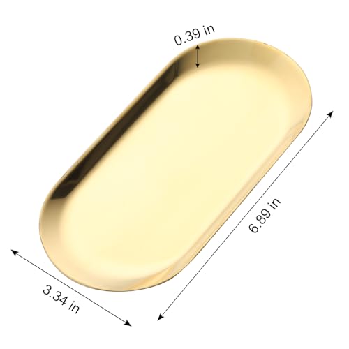 FSpronail Gold Stainless Steel Oval Nail Art Storage Tray & Jewelry Holder