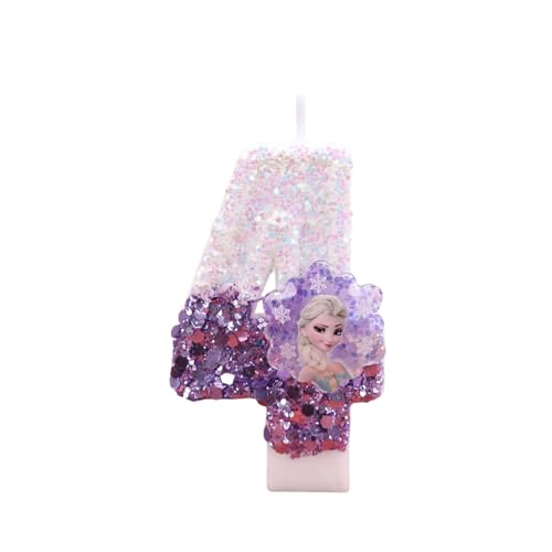 Snow Princess Number 4 Birthday Candle - Cute Cake Topper