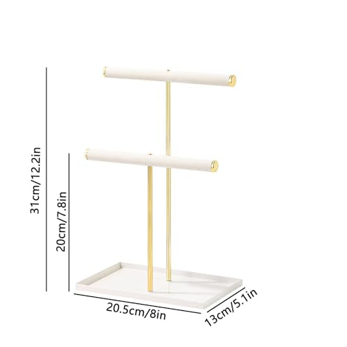2-Tier Velvet Jewelry Organizer Stand with Metal Tray - Gold