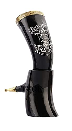 Viking Drinking Horn Mug 9-12 Inch Rustic Gift for Beer Wine Men