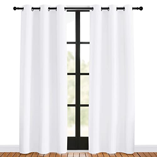 NICETOWN Light Blocking Curtain Panels, 42" x 80", Pure White, 2 Pack