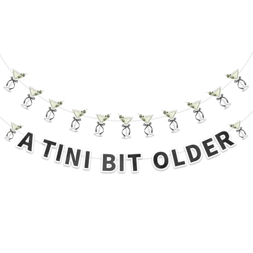 A Tini Bit Older Martini Birthday Banner - Green and Black Party Decor