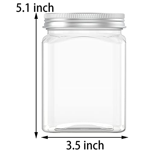 24 Oz Clear Plastic Jars - 2 Pack Food Storage Containers