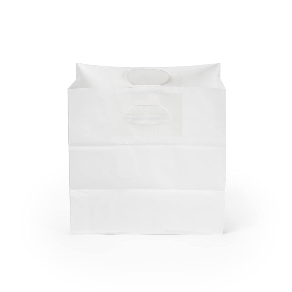 Restaurantware-Bag Tek 11 x 7 Inch Paper Take Out Bags, 100 With Handles Paper Shopping Bags - Rectangle, Medium, White Paper Gift Bags, Sturdy, For Shopping, Parties, Or Take Out