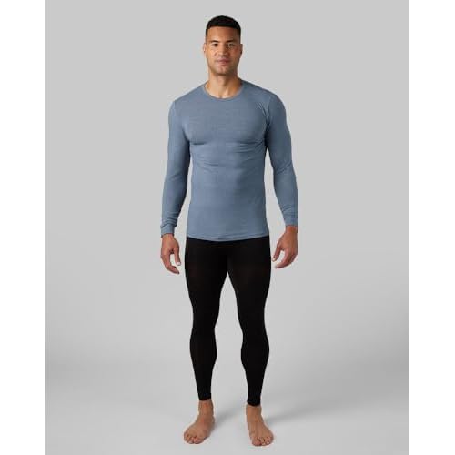 32 Degrees Heat Men's Lightweight Crew Base Layer Thermal Top | Form Fitting | Long Sleeve| 4-Way Stretch, Nile Blue Heather, Medium