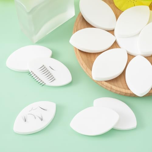 Isslly 10 Pcs White Lash Extension Practice Sponge, Eye Shaped Mapping Pads