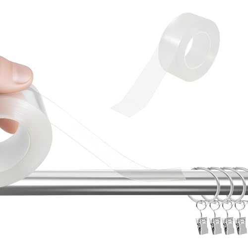 Clear Curtain Rod Glide Tape, 1in x 16ft for Smooth Operation
