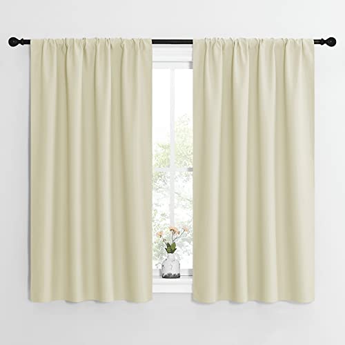 NICETOWN Beige Short Blackout Curtains 42"W x 54"L (2 Pack) - Thermal Insulated Privacy Drapes