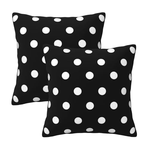 Sanghing Polka Dot Black & White 18x18 Inch Pillow Cover Set of 2 - Modern Farmhouse Decor