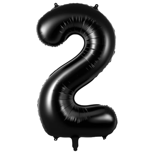 Black Number 2 Foil Balloon 40 Inch Giant Birthday Party Decoration