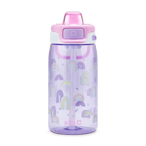 Ello Pop & Fill 16oz Kids Water Bottle - Leak-Proof Tritan Plastic, Rainbows
