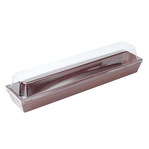 Restaurantware Matsuri Vision 11.2 x 2 x 1.4 Inch Sushi Trays 100 Greaseproof Sushi Packaging Boxes - Lids Sold Separately Disposable Wood Grain Paper Sushi Containers For Appetizers Or Desserts