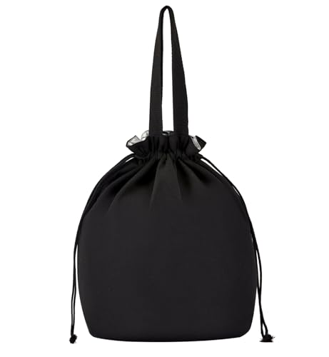 DAROSS Insulated Canvas Lunch Bag - Waterproof Drawstring Tote, Black