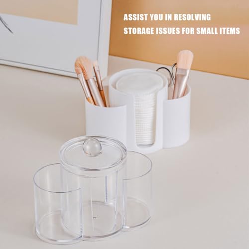 3-in-1 Q-Tip Holder for Bathroom – Black Vanity Organizer with Dustproof Lid
