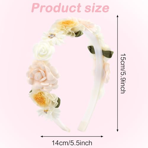 TODDER White and Pink Floral Headband for Girls, Toddlers & Kids
