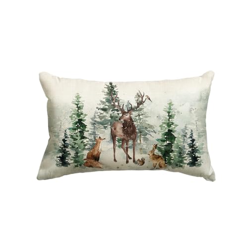 AVOIN colorlife Christmas Reindeer Throw Pillow Cover, 12 x 20 Inch Xmas