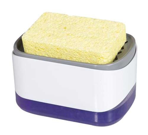 HI FINE CARE 2-in-1 Sponge Soap Dispenser for Kitchen - White