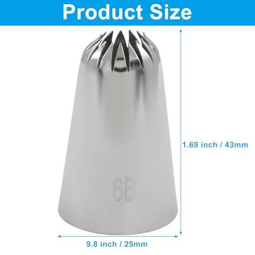 Bonsicoky 3-Pack 6B Cake Piping Tips - Large Stainless Steel Set