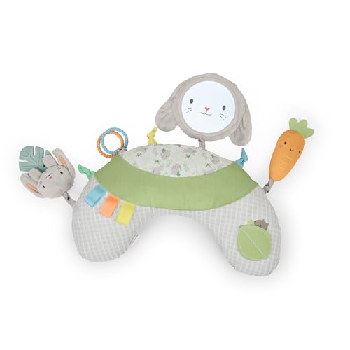Ingenuity Cozy Prop Sylvi Tummy Time Pillow?, Multi-Sensory, 4 Removable Toys, 0+M - Plush Bunny