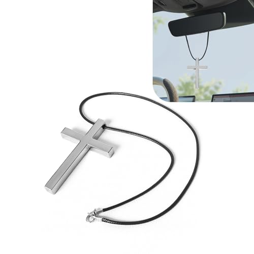 Zinc Alloy Cross Rearview Mirror Pendant - Christian Car Decor