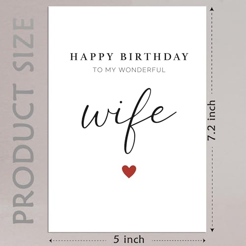 Wonderful Wife Birthday Card with Envelope - Romantic Gift
