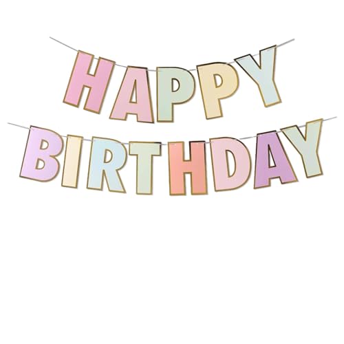 Macaron Happy Birthday Banner - Pastel Rainbow Party Decor