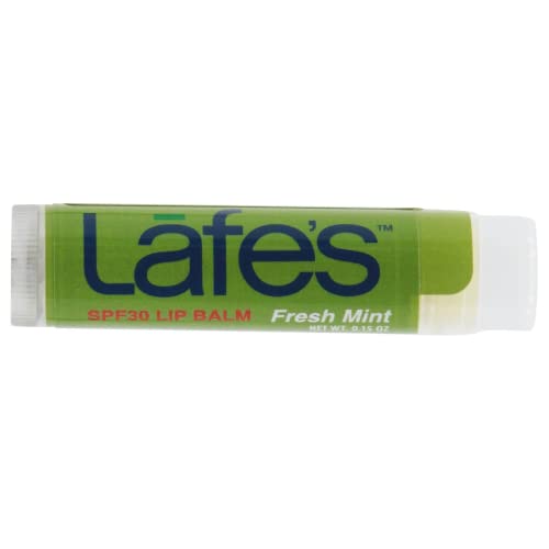 Lafe's Organic Fresh Mint SPF 30 Lip Balm, All Natural Beeswax, 0.15 oz