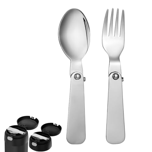 BOXOB Foldable Stainless Steel Spoon & Fork Set for THERMOS 10 Oz Food Jar - Variation 2