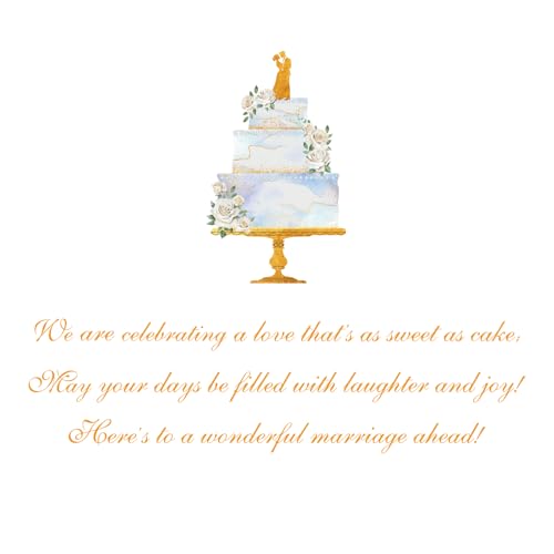 3D Rose Wedding Card for Bride and Groom with Envelope, Gold Foil 7.8"x5.4"