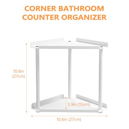 2-Tier White Corner Bathroom Counter Organizer by FLE