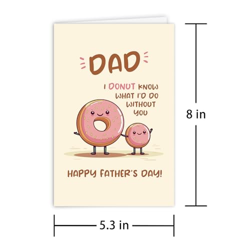 Leinessy Cute Donut Father's Day Card - 8x5.3 Inch, Blank Inside