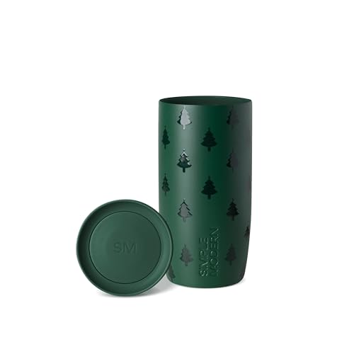 Simple Modern Christmas Travel Coffee Mug with 360° Lid - Trees, 16oz, Winter Trees Variation