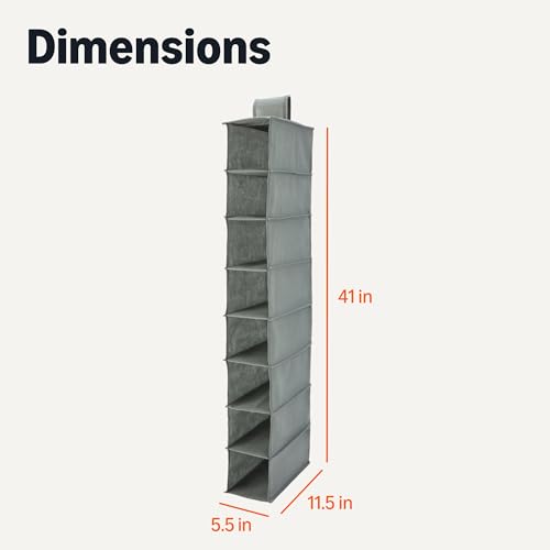 Amazon Basics 8-Tier Hanging Shoe Organizer - Space-Saving Storage, Dark Grey