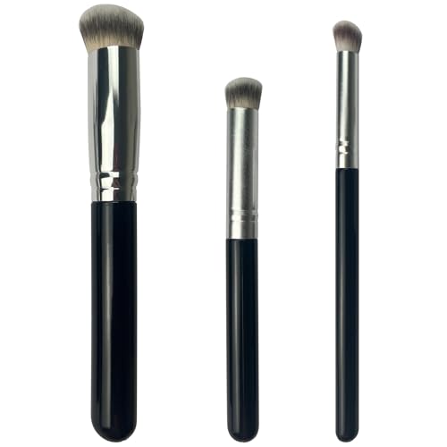 Jaasuee 3-Piece Foundation Contour and Concealer Makeup Brush Set