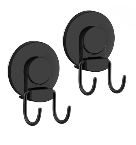 Heavy Duty Shower Suction Cup Hooks - Removable & Reusable, 2 Pcs