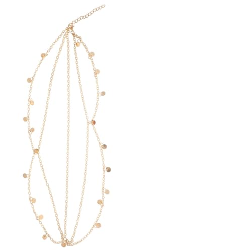 Gold Head Chain Sequin Boho Layered Hair Piece for Women
