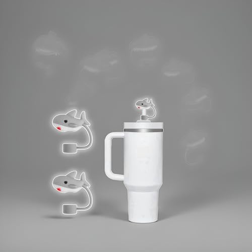 Gray Shark Straw Cap Covers for Stanley 30 & 40 Oz Cups - 2 Pack