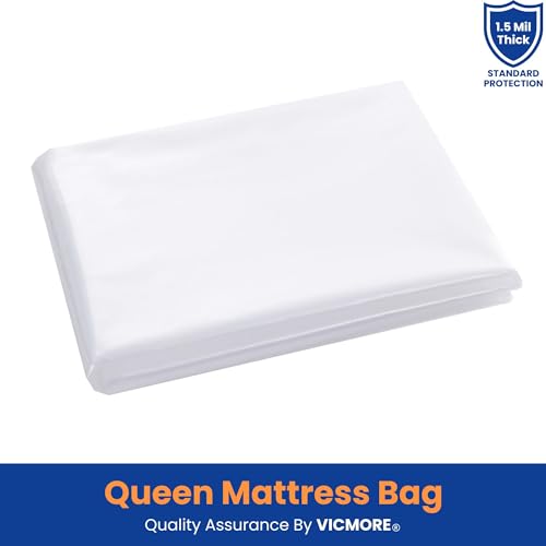 VICMORE Queen Mattress Bag for Moving & Storage - 1.5 Mil Clear Polyethylene