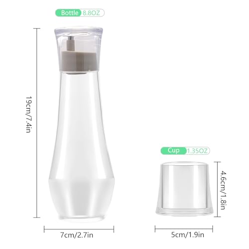 Tiyafuro 1p Glass Mouthwash Dispenser with Lid Cup, 8.8oz Refillable Bathroom Container