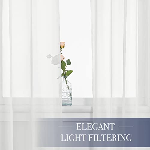 NICETOWN Ivory Voile Sheer Window Curtains - 2 Panels, 60" x 84"