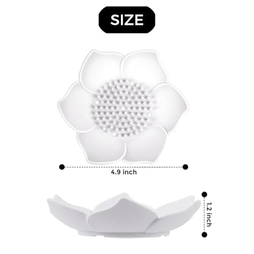 2-Pack Silicone Lotus Soap Holder with Drainage - White and Pink