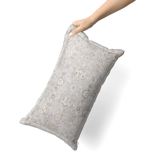 Snycler Boho Throw Pillow Covers 12x20 inch Set of 2 - Grey